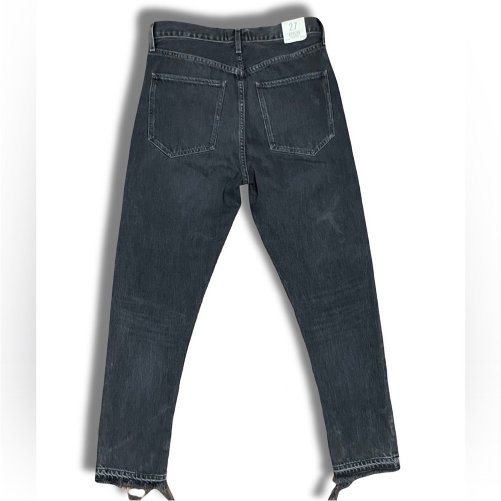 AGOLDE Jamie Straight High-rise Raw Hem Jeans In Void Washed Black - Picture 4 of 9